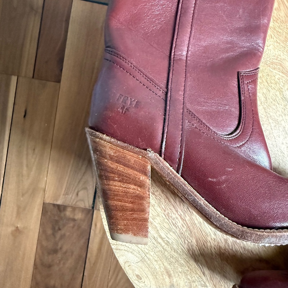 Frye Vintage Mid Calf Cognac Heeled Cowgirl Boots sz: 5B - Picture 2 of 11